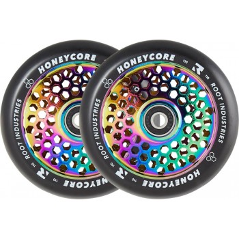 Root Honeycore Black Pro Scooter Wheels 110mm (Pair) - Neochrome