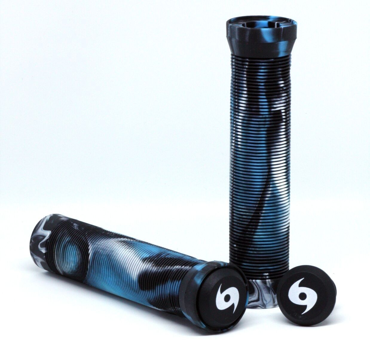 Storm Twister Scooter Grips - Black/White/Blue