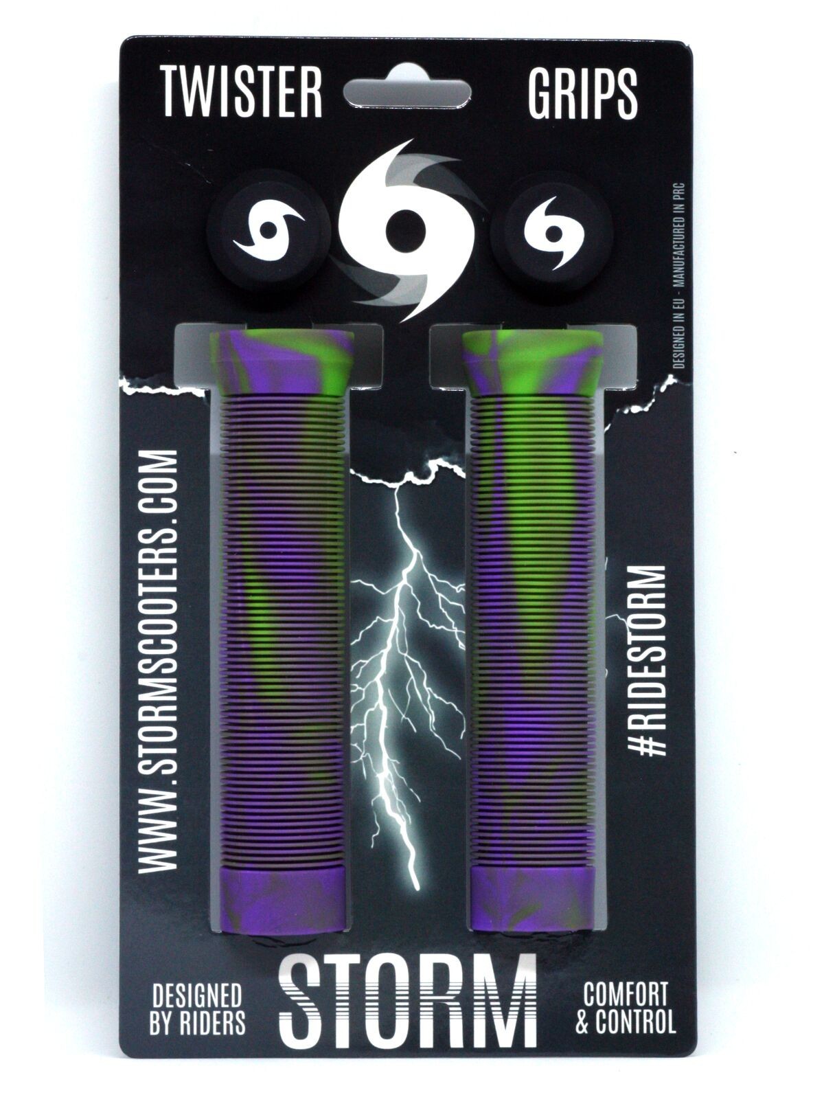 Storm Twister Scooter Grips - Lime/Purple