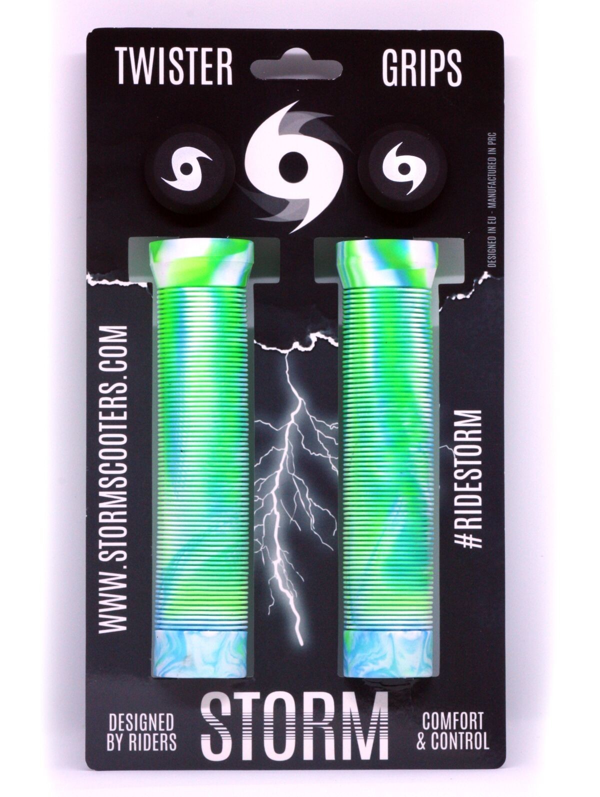 Storm Twister Scooter Grips - Aqua/Green/White