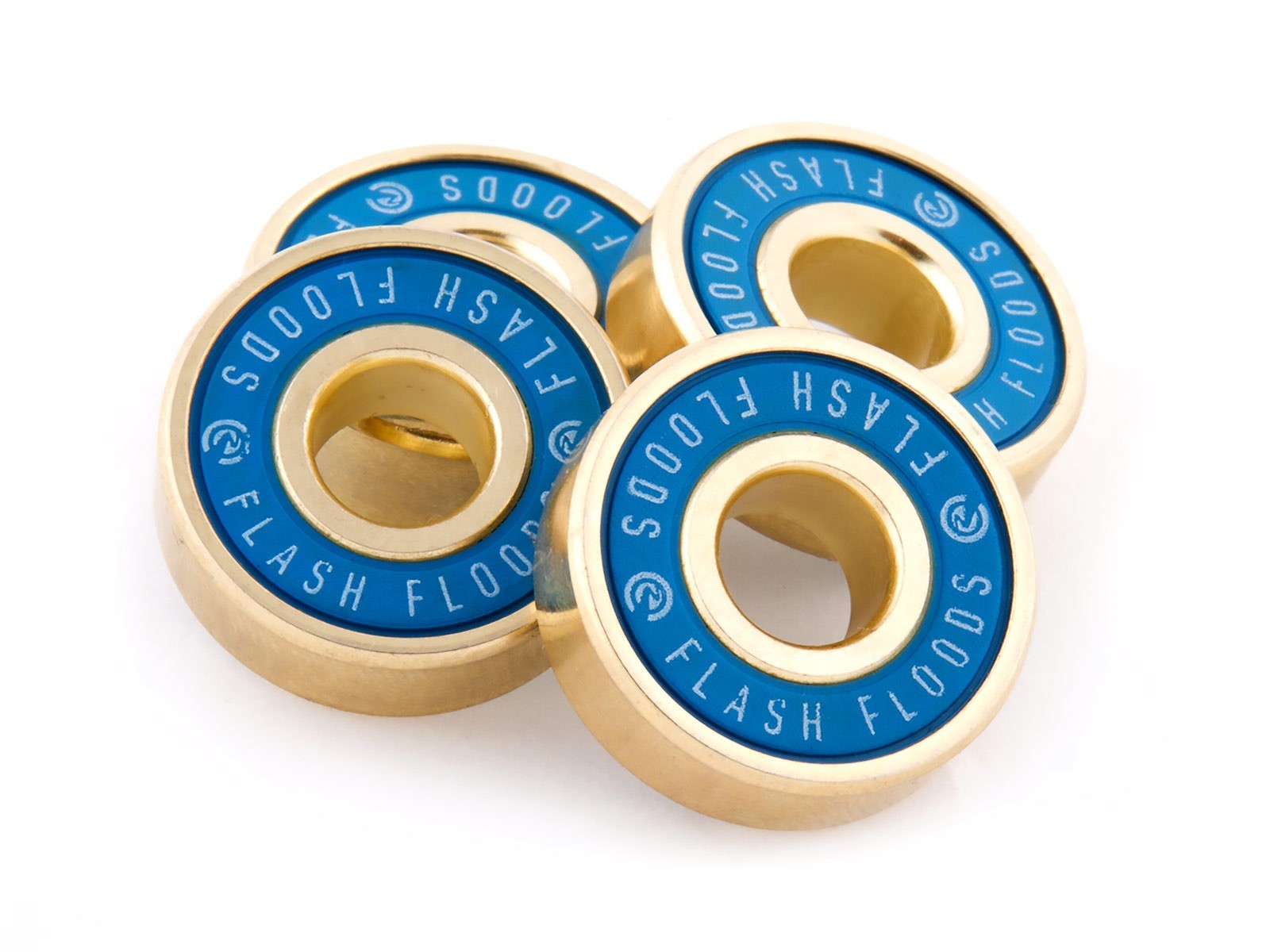 River-Flash Floods Bearings 4 Pk with spacers (ABEC 7) Blue on Gold 