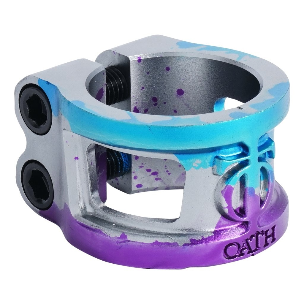 Oath Cage 2 Bolt V2 Scooter Clamp - Blue/Purple/Titanium