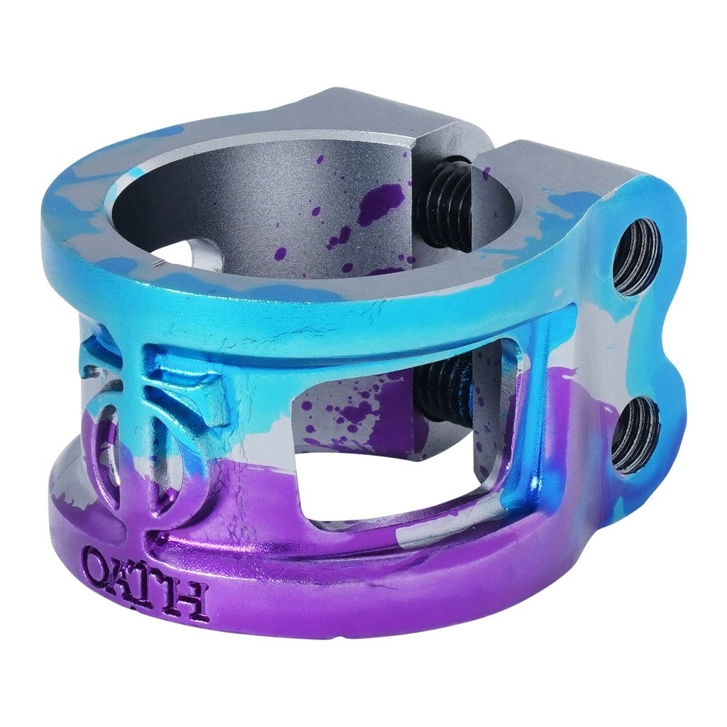 Oath Cage 2 Bolt V2 Scooter Clamp - Blue/Purple/Titanium