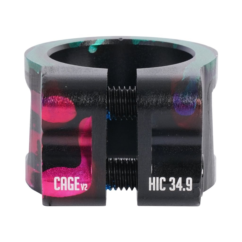 Oath Cage 2 Bolt V2 Scooter Clamp - Green/Pink/Black
