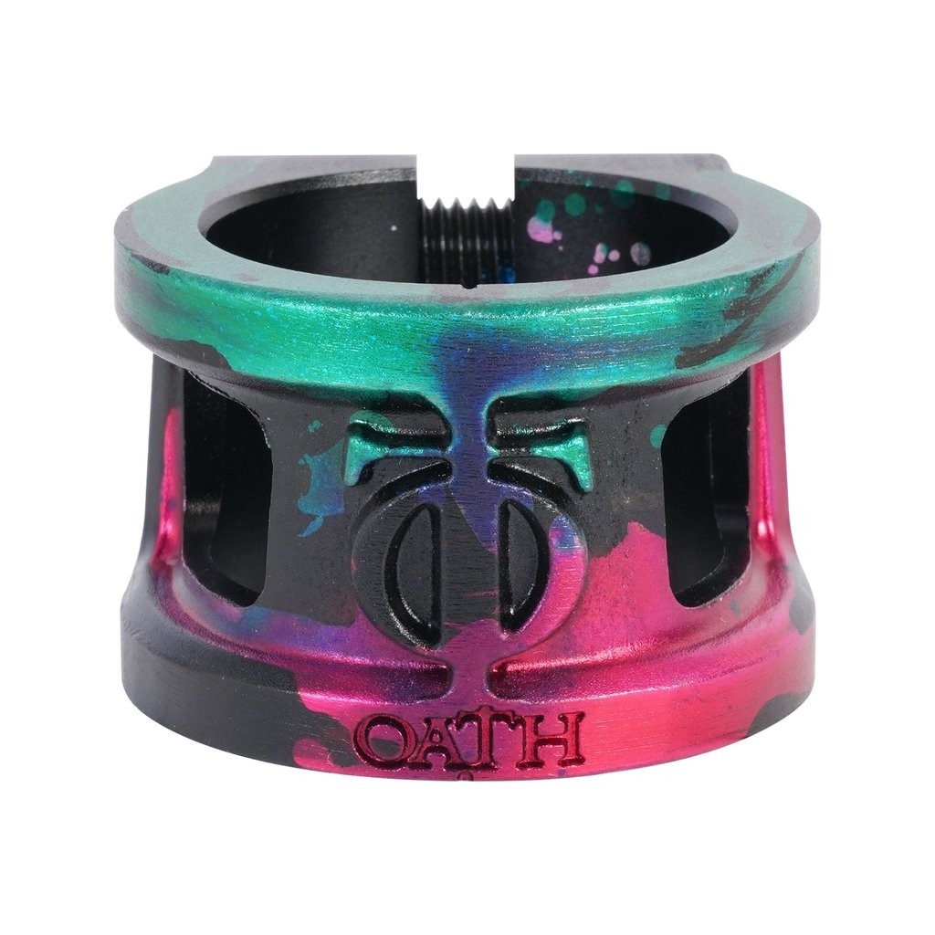 Oath Cage 2 Bolt V2 Scooter Clamp - Green/Pink/Black