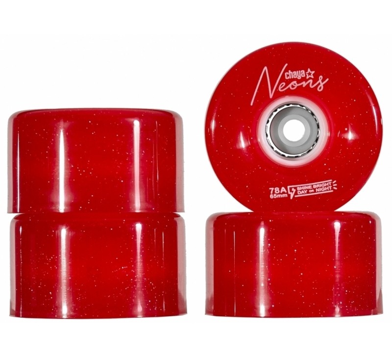 Chaya Neon LED Red Roller Skate Wheels (Pack of 4)