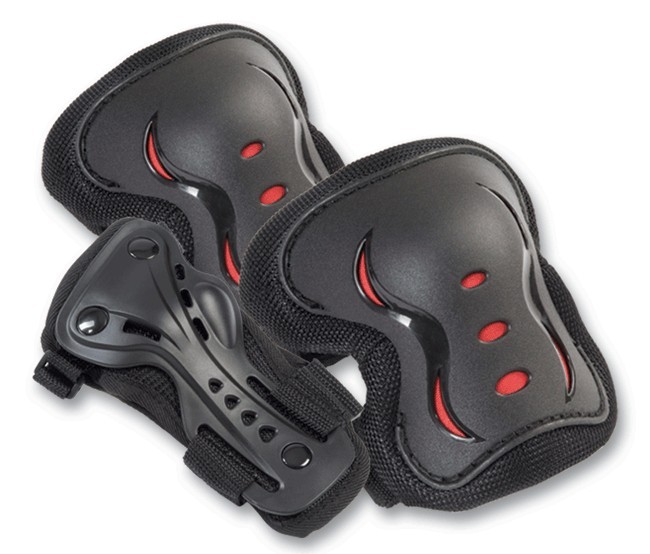 SFR AC760 Kids Triple Pad Skate Set - Black Red SFR AC760 Kids Triple Pad Skate Set - Black Red