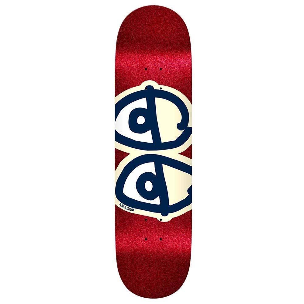 Krooked Eyes Glitter Fleck Skateboard Deck Red/Cream - 8.25