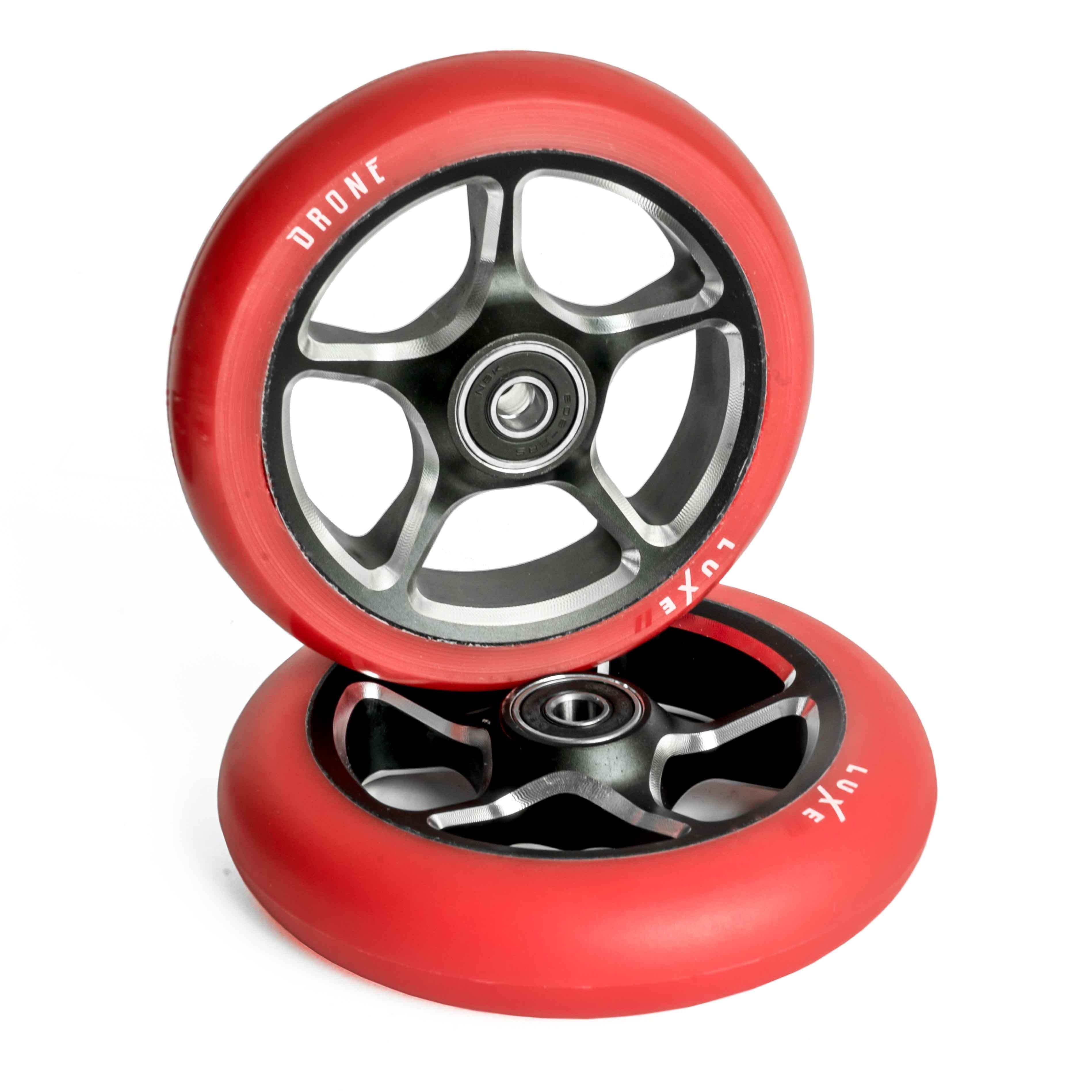 Drone Luxe 2 Scooter Wheels 120mm - Red PU (Pair)