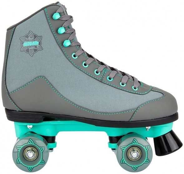 Nijdam Retro Roller Skates Nubuck - Gray/Green