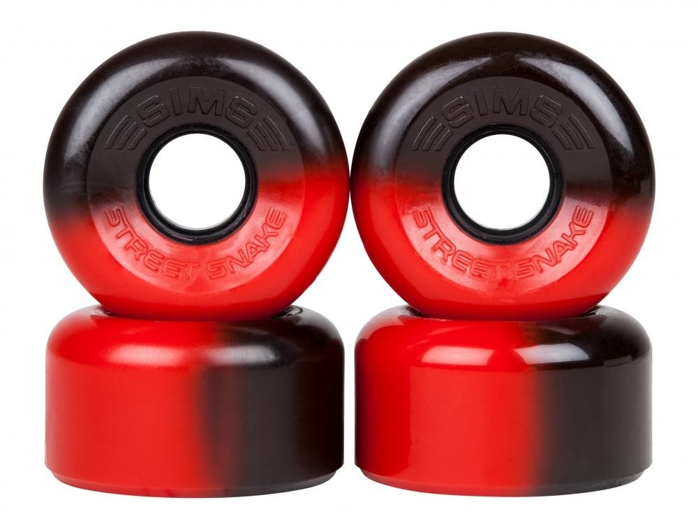 Sims Street Snakes 2tone  Quad Roller Wheels 78a (pk 4) - Black/Red