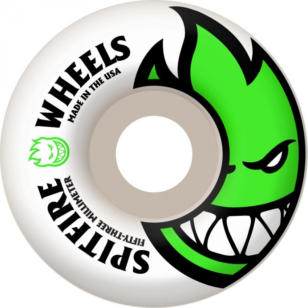 Spitfire Bighead 53mm Skateboard Wheels -  White/Green (Pack of 4)