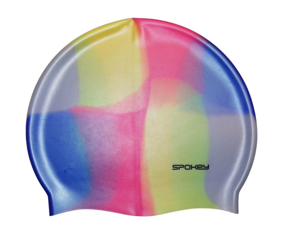 Spokey Silicone Swimming Cap Abstract - Pink/Blue/Yellow