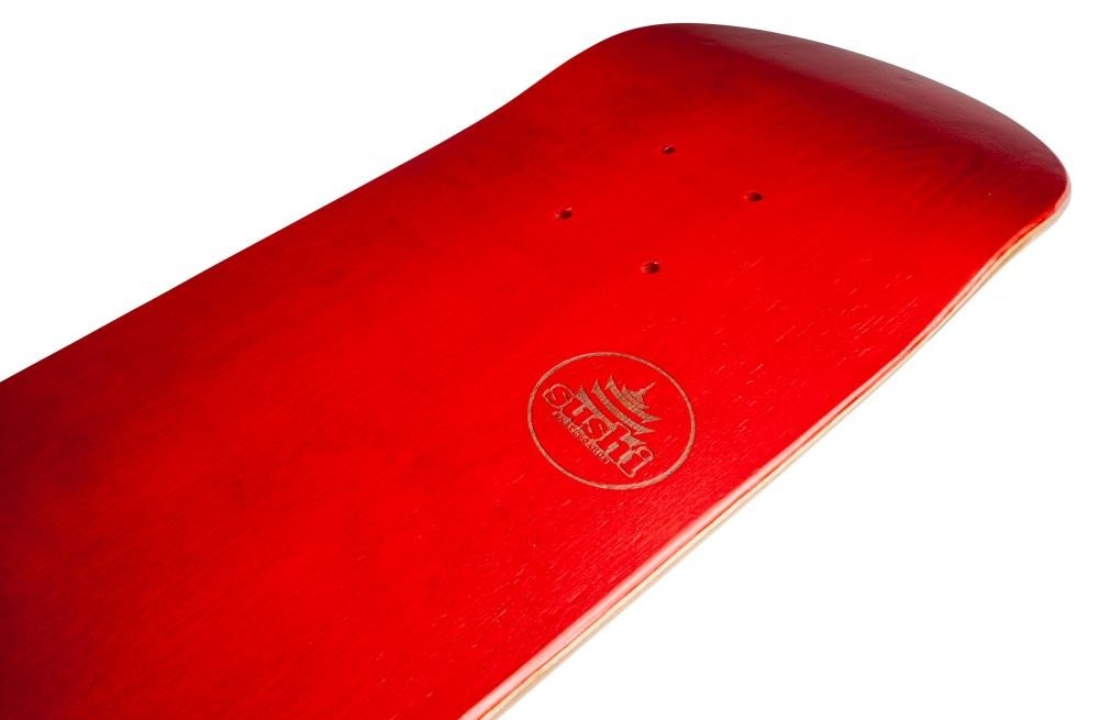 Sushi Pagoda Stamp Skateboard Deck -  Red 7.875
