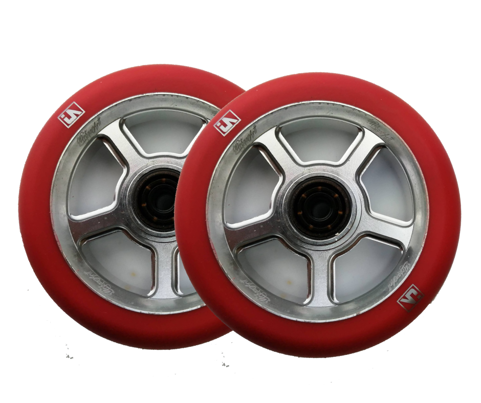 UrbanArtt S5 Scooter Wheels 110mm (Pair) - Red/Chrome