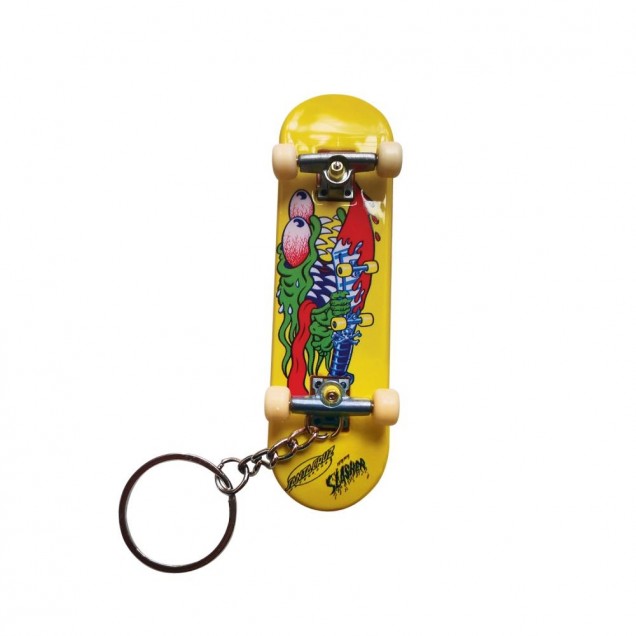 Santa Cruz Slasher Fingerboard Keychain - Yellow