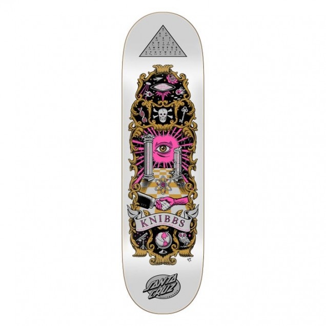 Santa Cruz Pro Knibbs Cryptic Skateboard deck White/Pink/ Yellow - 8.5