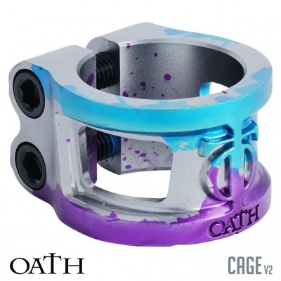 Oath Cage 2 Bolt V2 Scooter Clamp - Blue/Purple/Titanium