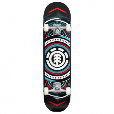 Element Hatched Red Complete Skateboard 7.75" - Black