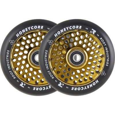 Root Honeycore Black Pro Scooter Wheels 110mm (Pair) gold