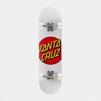 Santa Cruz Classic Dot & Bullet & Ricta	Complete Skateboard 8" -White
